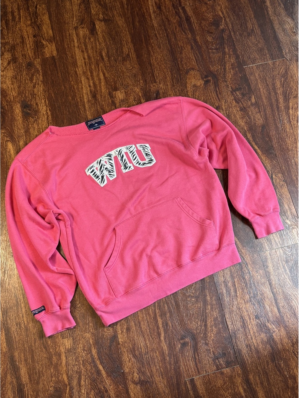 Jansport WIU Zebra Logo Sweatshirt Pink Crewneck Pullover Women’s Medium